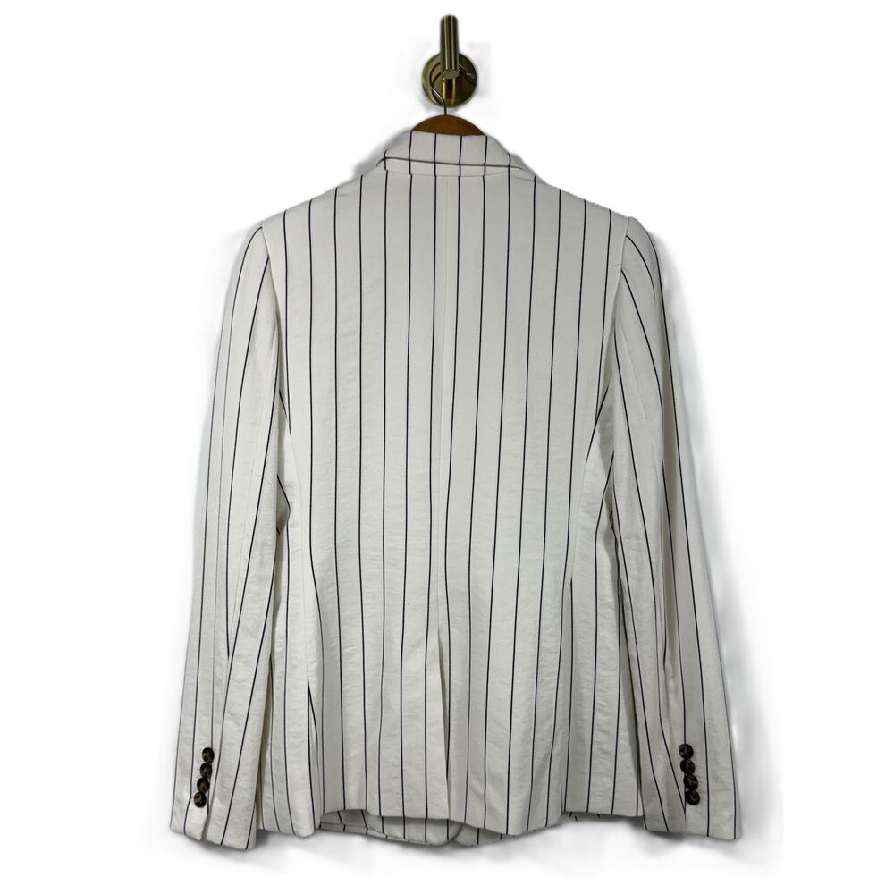 DKNY Womens White Pinstripe Single Button Blazer Jacket Sz 4 - Picture 7 of 11
